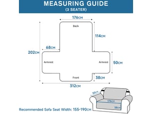 Housse de canapé 3 places (176 cm) – housse imperméable avec protection des accoudoirs – protège-canapé universel antidérapant – kaki