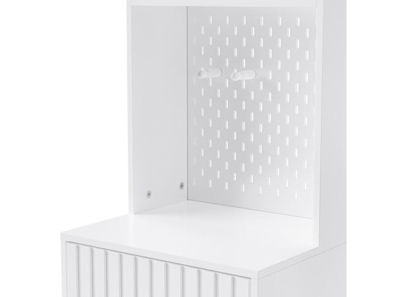 Garderobe d'entrée blanche avec banc – ensemble complet, 4 crochets, portes et tiroirs, 100×180×35 cm - Conforama D