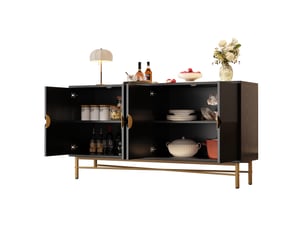Buffet 4 porte(s) 0 tiroir(s) - 160 cm coloris noir