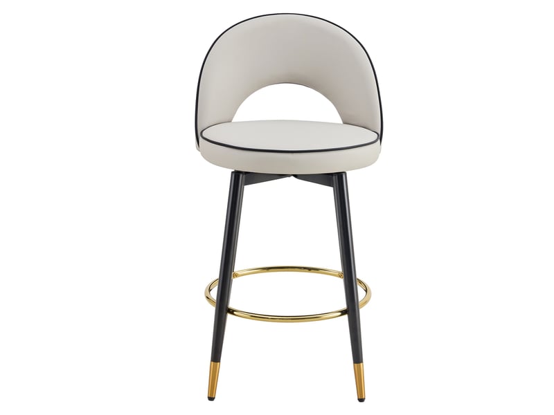  Lot de 2 tabourets de bar 44x47.4x92cm – pivotants à 360° avec dossier ajouré et repose-pieds – similicuir pu - gris  - Conforama A