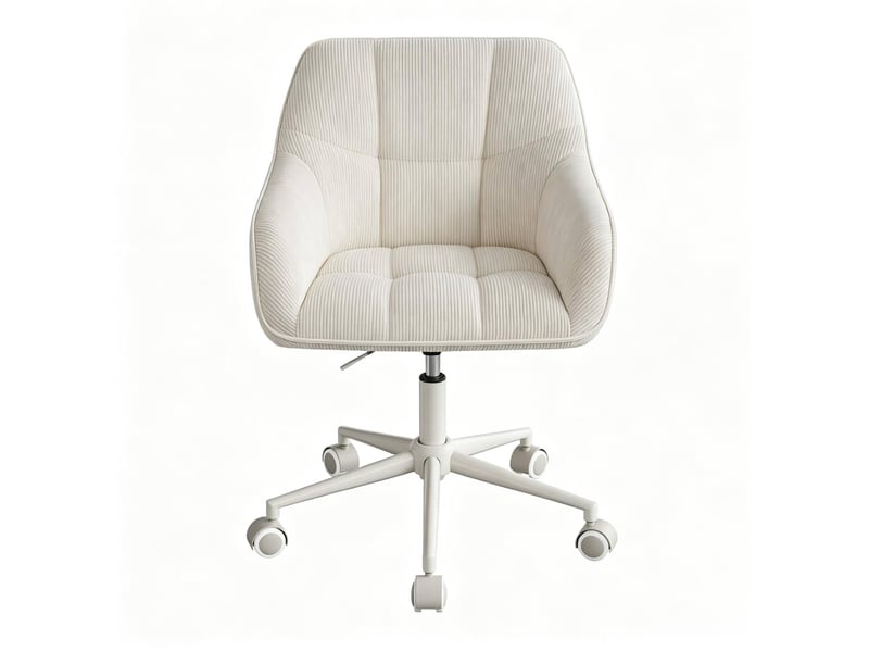  Chaise de bureau pivotante 56 x 40 x 81-90 cm – beige – hauteur réglable et roulettes  - Conforama A