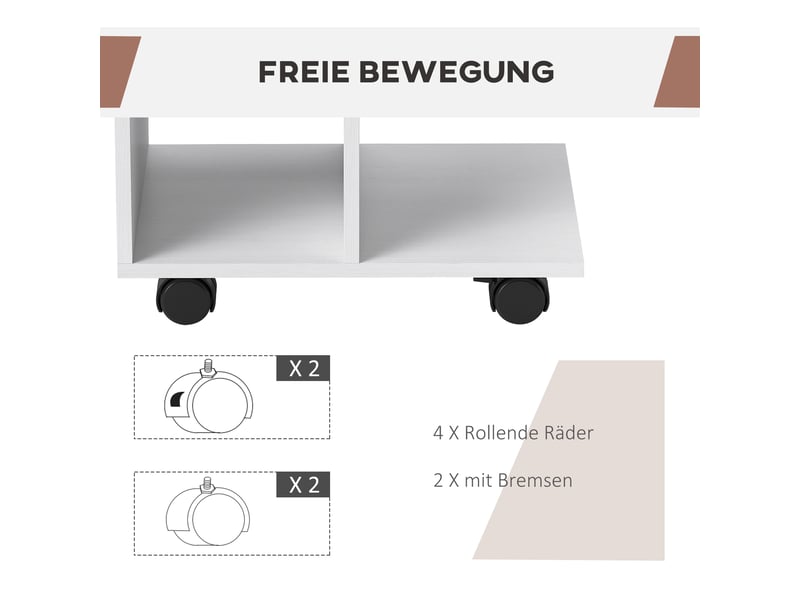 Table d'appoint en c à roulettes, 45 x 35 x 58 cm, blanc, pour petits espaces  - Conforama E