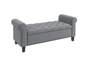 Banc coffre tcqpz en polyester aspect velours gris 126 x 48,5 x 57 cm avec rangement