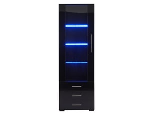Vitrine coloris noir 3 étagère(s) MERAX vitrine noir - 60 cmx180 cm