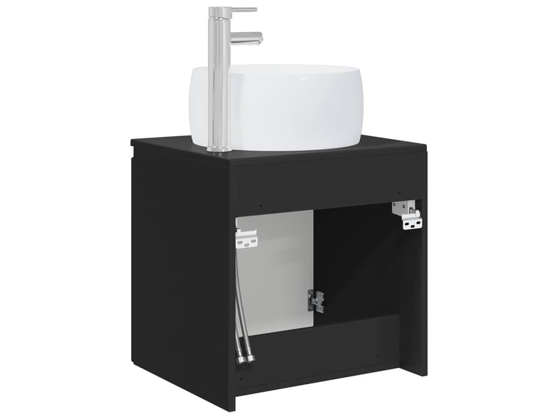  Vanité de lavabo mural, meuble de rangement noir 49.5x44.5x66 cm  - Conforama E