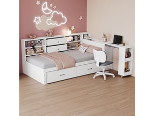 Lit simple 90x200 cm <strong>MODENVIE</strong>  <strong></strong> coloris blanc