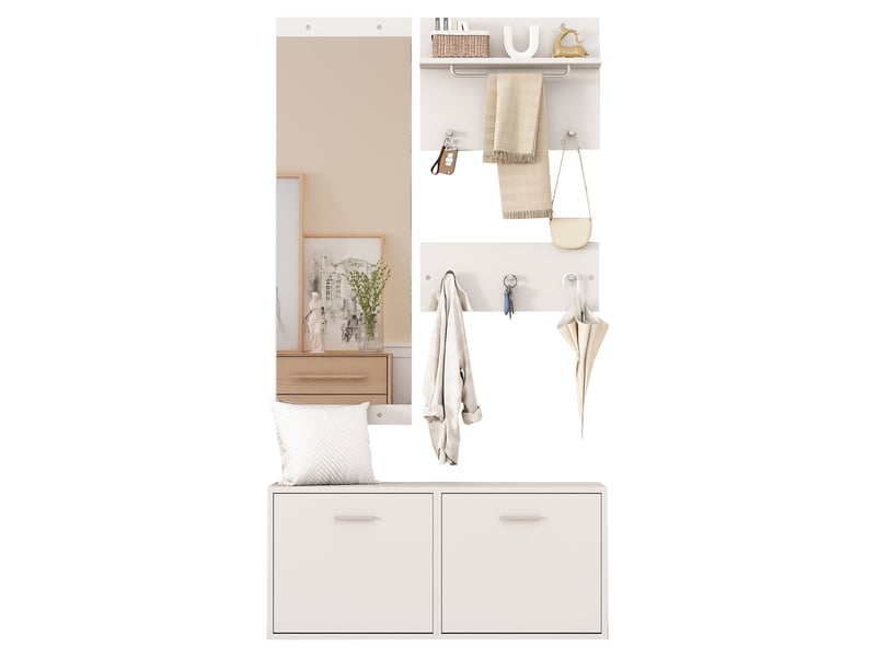  Portemanteau avec banc et rangement blanc 90 cm  - Conforama A