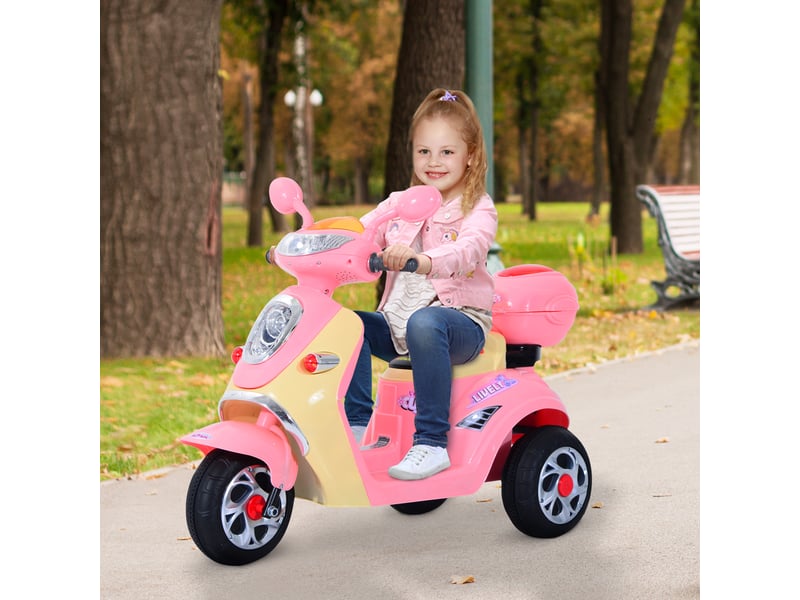  Moto électrique pour enfants, voiture électrique, véhicule pour enfants, tricycle, 6v, métal+pp, 108x51x75cm (rose+jaune)  - Conforama D
