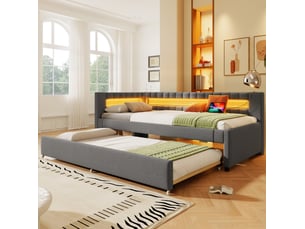 Lit gigogne 90x200 cm <strong>HAVRYA</strong>  <strong></strong> coloris gris