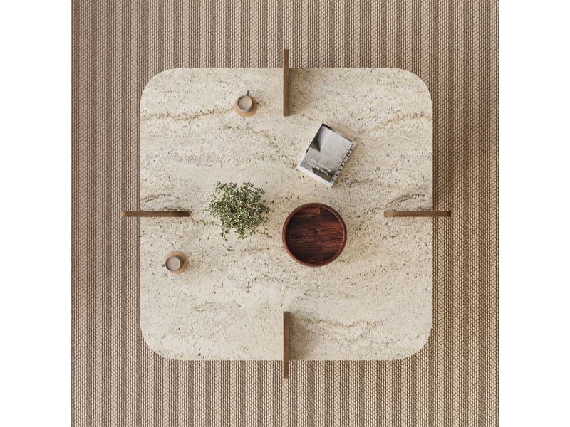  Table basse carrée moderne en mélaminé poalla - beige  - Conforama C