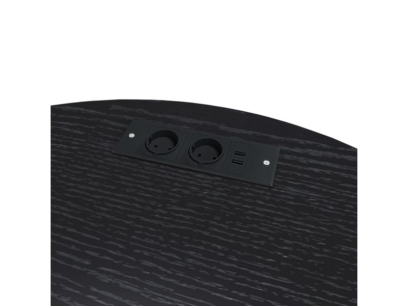  Table de chevet cylindrique  60 x 60 x 60 cm avec prise et 2 ports usb, porte coulissante, roulettes, mdf noir  - Conforama E