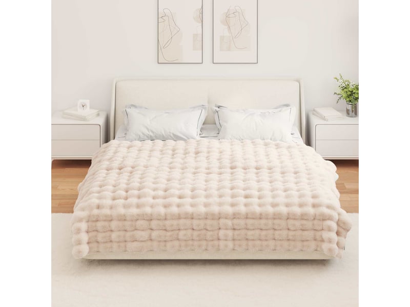  Couverture décorative, couverture antidérapante en fausse de lapin olite 4 pc beige shl950  - Conforama D