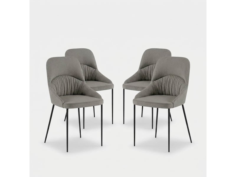  Lot de 4 chaises rembourrées en tissu facile à nettoyer harmony - gris clair  - Conforama A