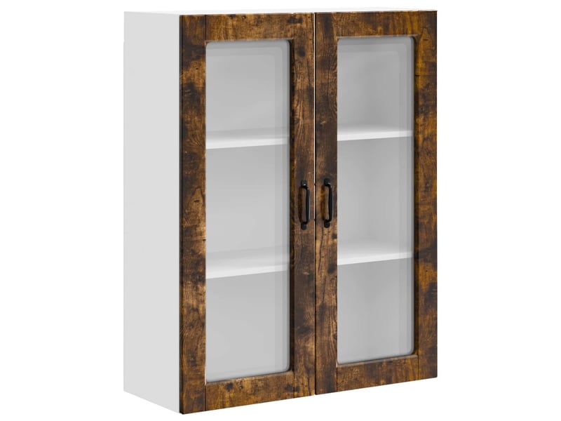  Meuble mural de cuisine, cabinet en verre mural chêne fumé 80x31x100cm shl7953  - Conforama A