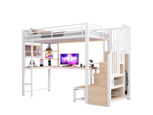 Lit mezzanine 90x200 cm <strong>COVREO </strong>  <strong></strong> coloris blanc