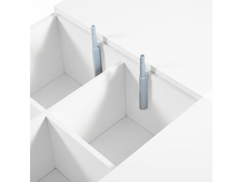  Table basse relevable avec rangement, tiroirs et éclairage led contrôlé par application, blanc brillant  - Conforama E