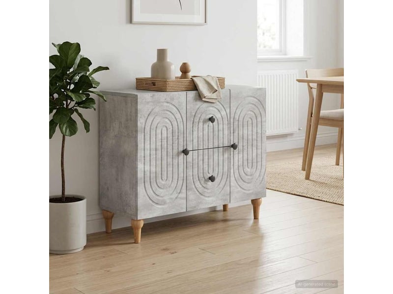  Meuble tv - banc tv - meuble de rangement gris béton 89 x 34,5 x 60 cm bois d'ingénierie  - Conforama B