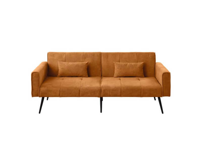  Canapé-lit futon - best choice products - 175x71x71 cm - jaune - tissu velours côtelé - facile à installer orange - Conforama A