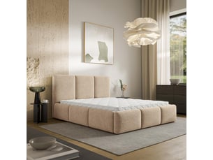 Lit coffre 120x200cm <strong>MASSENO</strong> <strong></strong> coloris beige