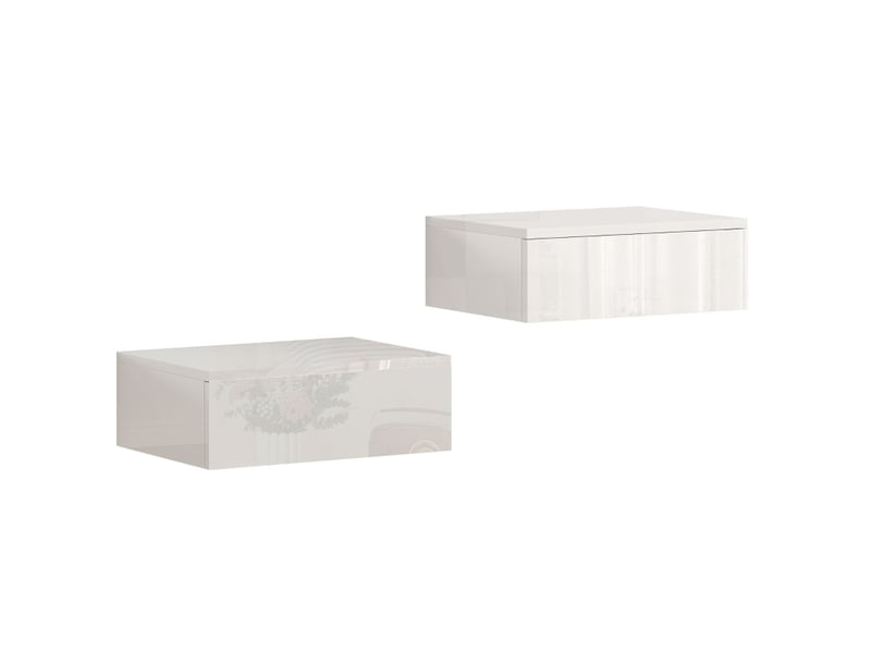  Lot de 2 tables de chevet murales 40x30x14 cm avec tiroir panneau de particules blanc  - Conforama A