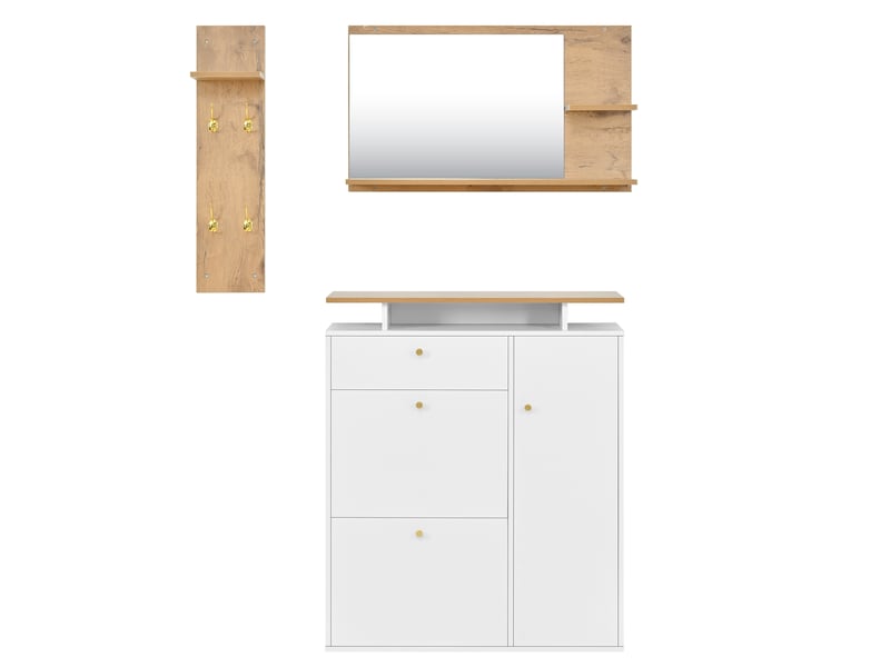  Portemanteau avec banc et rangement blanc 105 x 151.5 cm  - Conforama W