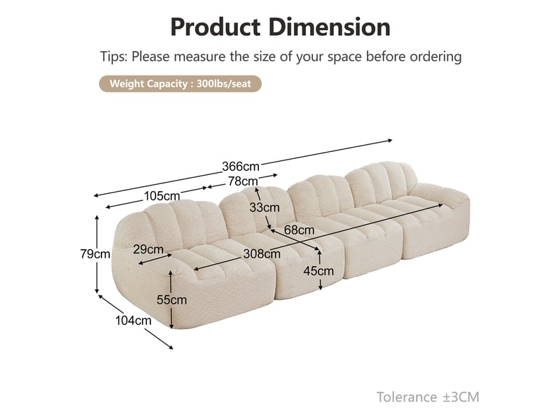  Canapé modulaire d'angle 4 places pour salon, avec assise profonde et soutien ergonomique au quotidien  - Conforama E