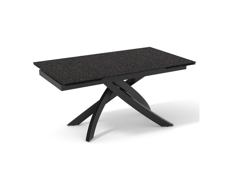 Table extensible 180 à 260 cm verre bullé gris anthracite pied entrecroisé - atlanta 11  - Conforama A