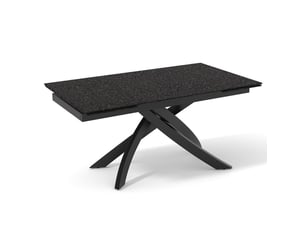 Table extensible 180 à 260 cm verre bullé gris anthracite pied entrecroisé - atlanta 11