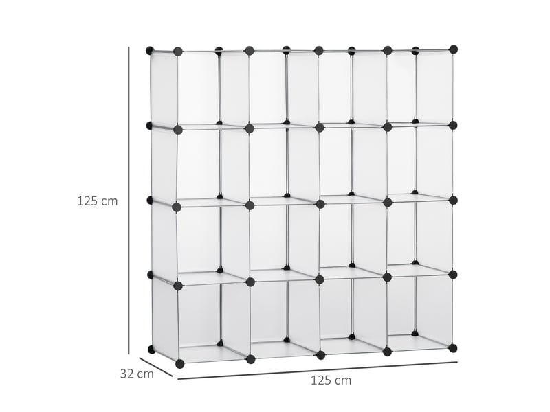  Étagère modulable 16 cubes 125 x 32 x 125 cm – blanc – rangement diy pour chambre enfant et salon  - Conforama C
