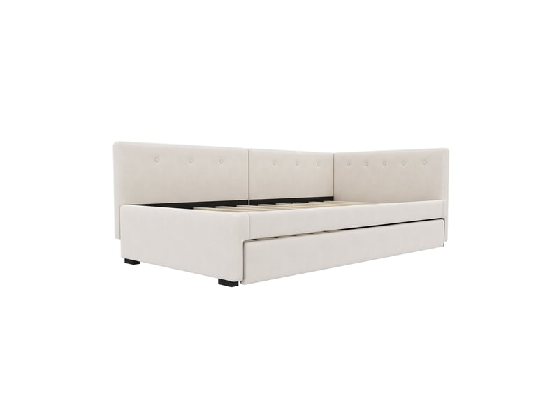  Lit banquette beige 90x200 cm avec lit gigogne, canapé-lit, style minimaliste, convertible  - Conforama D
