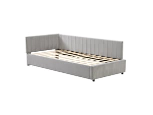Lit simple 90x200 cm REDOM coloris gris