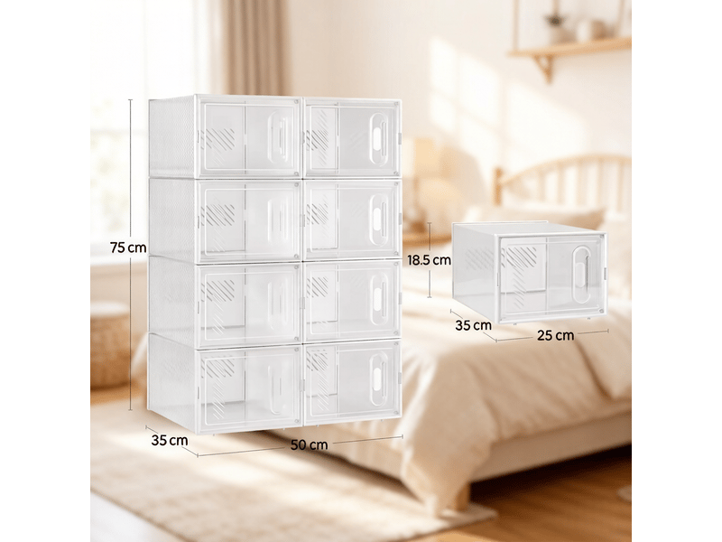 Boîtes rangement modèle modular, 8 pièces empilables, chaussures, livres, jouets, placard, salle bain - Conforama C