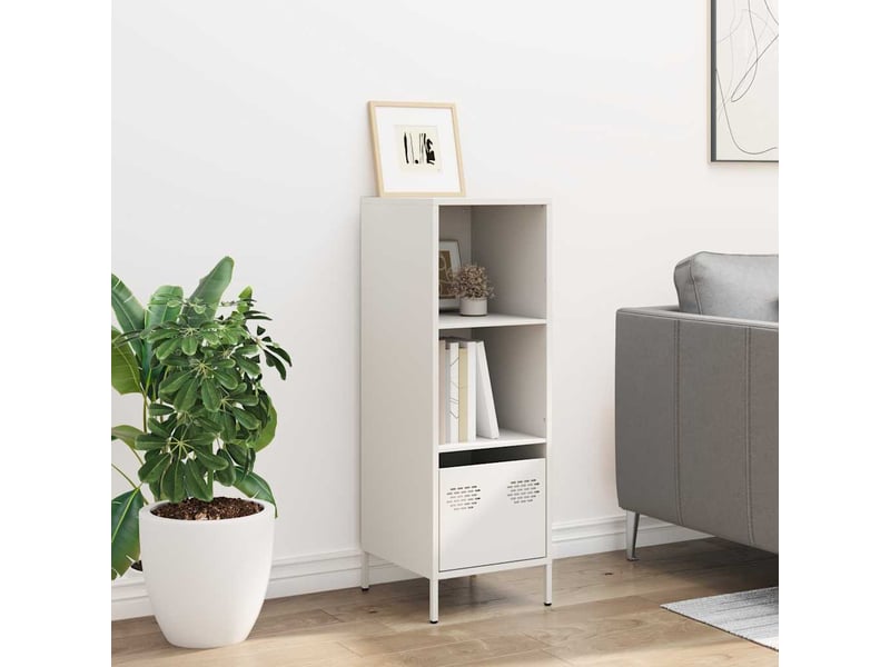  Buffet haut - bahut - meuble de rangement blanc 35x39x103,5 cm acier  - Conforama C