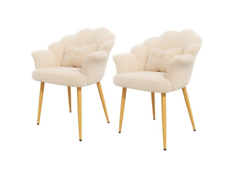 Lot de 2 fauteuils de salle à manger 64x65,5x85 cm en tissu teddy beige - Conforama A