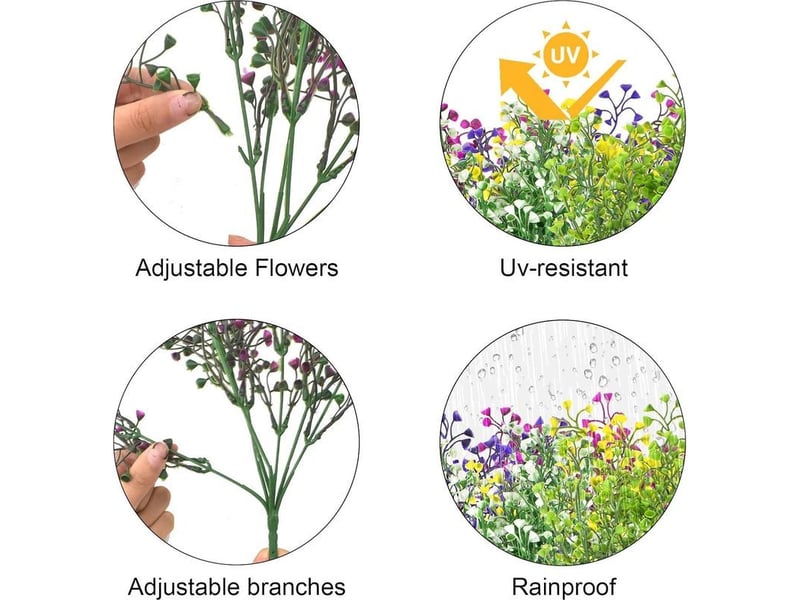 5pcs fleurs artificielles deco, artificiels fleur d'arbustes,plastique fleurs,bouquet de fleurs,fausse fleur decoration pour mariage maison jardin exterieur interieur balcon arrangement floral - Conforama B