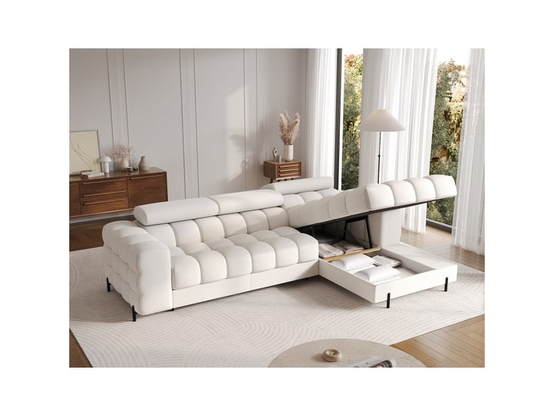  Canapé d'angle droit convertible blanc style épuré 285x99x181cm filtro  - Conforama C