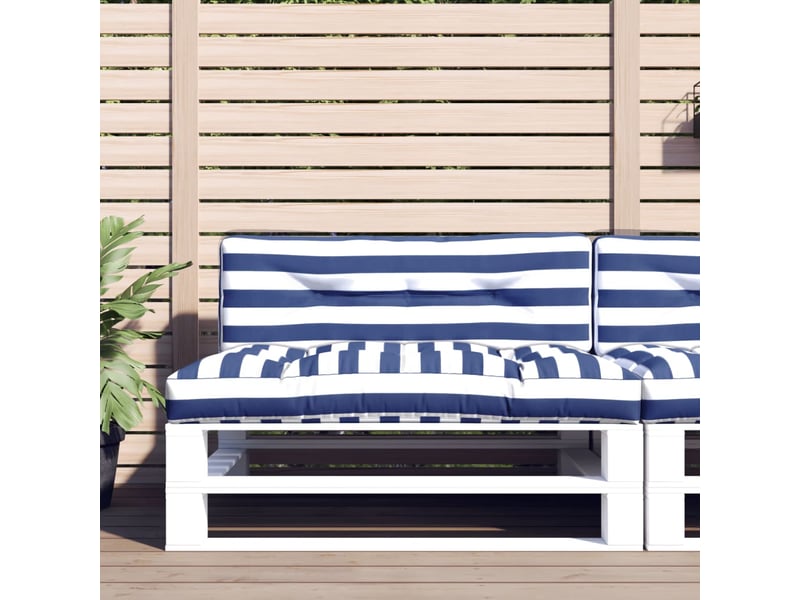  Lot de 2 coussins de palette, coussins de canapé rayures bleuesblanches tissu cf59596  - Conforama B
