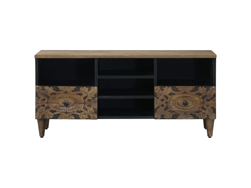  Meuble tv - banc tv - meuble de rangement marron 100 x 33,5 x 46 cm bois de mangue massif  - Conforama C