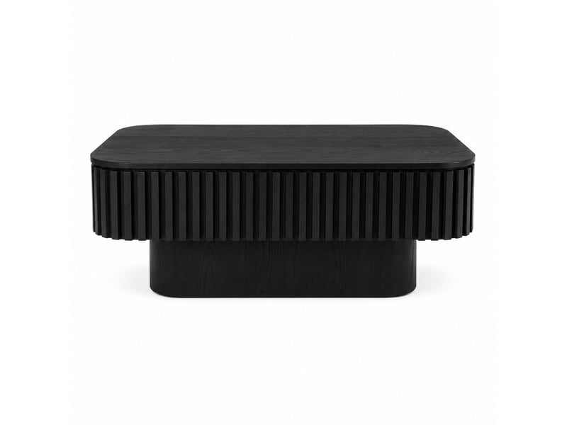  Table basse rectangulaire avec coffre et décor cannelé noir 98 × 60 × 35 cm IKSETERA TRADING LTD - Conforama W