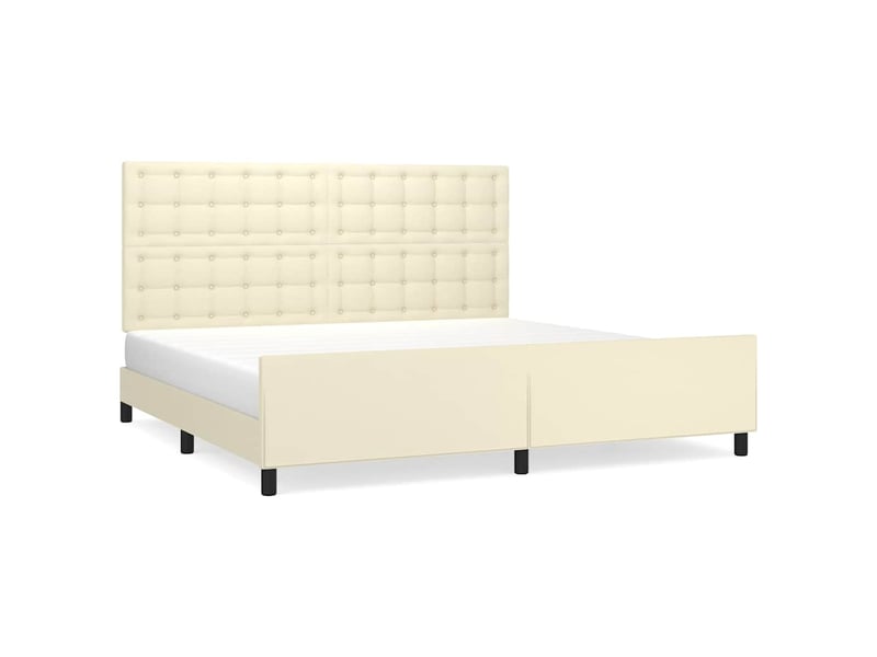 Lit double- lit adulte - cadre de lit sans matelas crème 200x200 cm similicuir - Conforama A