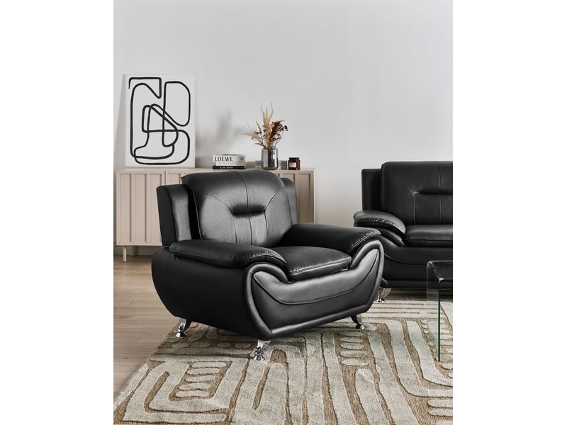 Fauteuil leira cuir pu noir  - Conforama B