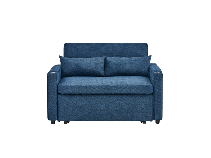 Canapé-lit 2 places 3-en-1 – minimaliste, grand et élégant – design coulissant, usb – bleu marine – idéal pour la sieste - Conforama A