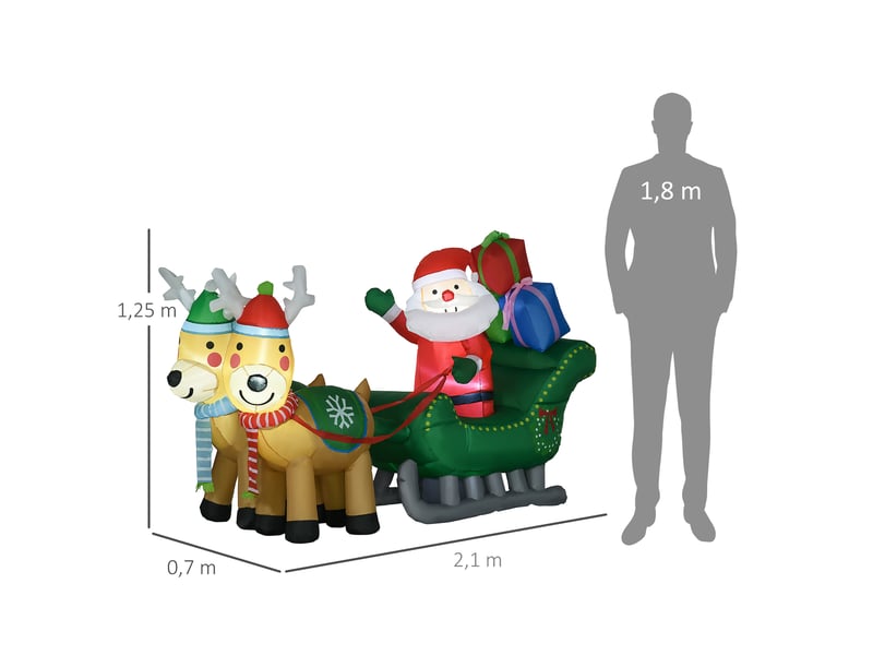  Père noël gonflable, décoration de noël gonflable, avec souffleur, pour une utilisation intérieure et extérieure, blanc et or  - Conforama E