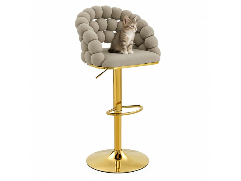  Lot de 2 tabourets de bar 45x52x112 cm gris et doré, structure en métal et velours, hauteur réglable  - Conforama A