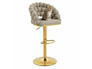 Lot de 2 tabourets de bar 45x52x112 cm gris et doré, structure en métal et velours, hauteur réglable