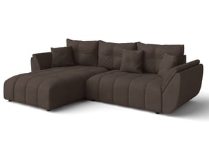 Canapé d'angle réversible convertible <strong>AX LIVING </strong> <strong>Verciani</strong> 4 places Velours marron avec coffre de rangement