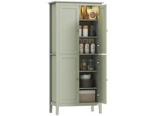 Buffet cuisine, meuble cuisine rangement haut avec led réglable et détecteur de mouvement, 80 x 40 x 176,5 cm, vert
