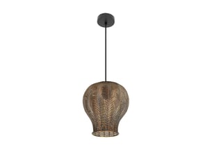 Suspension fabrilamp trikala noir cuir vieilli 1 x e27 ø 29 cm