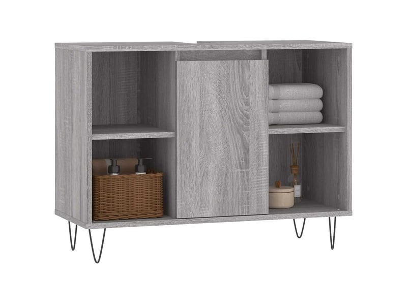  Meuble salle de bain rangement, commode sonoma gris 80x33x60 cm bois d'ingénierie shl9625  - Conforama C