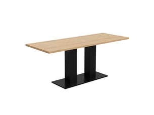 Table à manger extensible 140180x70 cm, 4-8 personnes, plateau mdf 30 mm, double piètement central, table rectangulaire - naturel